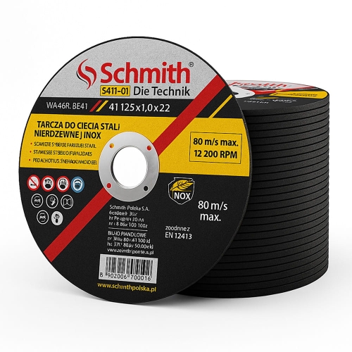 Schmith INOX S411-01 125×1,0 mm – tarcze do cięcia stali nierdzewnej (25 szt).jpg