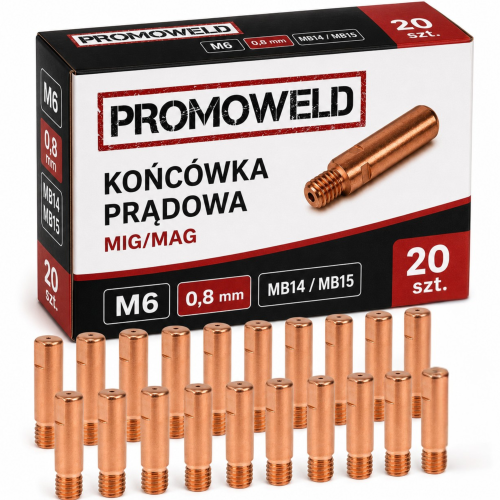 20x Końcówka prądowa M6 fi 0,8 mm MB14 MB15