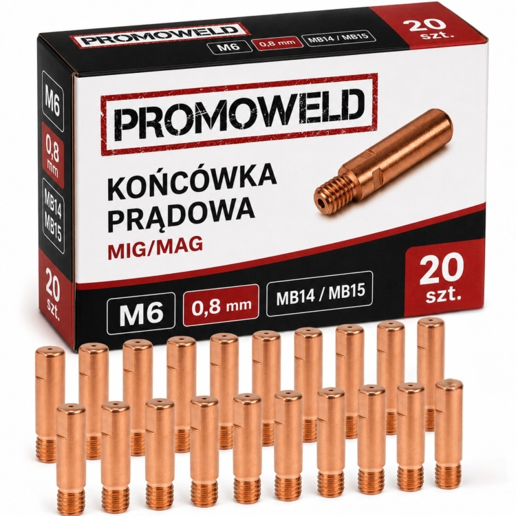 20x Końcówka prądowa M6 fi 0,8 mm MB14 MB15