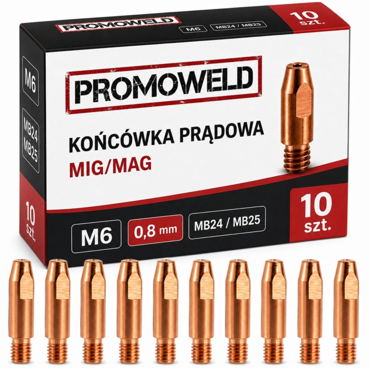 10x Końcówka prądowa PROMOWELD MB24 MB25 M6x28/ 0,8 mm