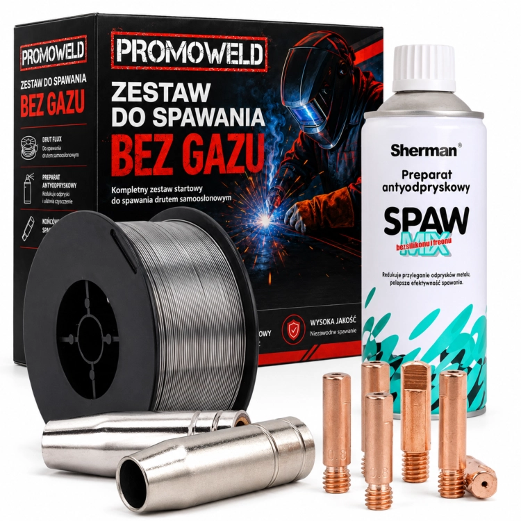 Promoweld Zestaw do Spawania Bez Gazu Drut 0,8mm MB15 Spawmix