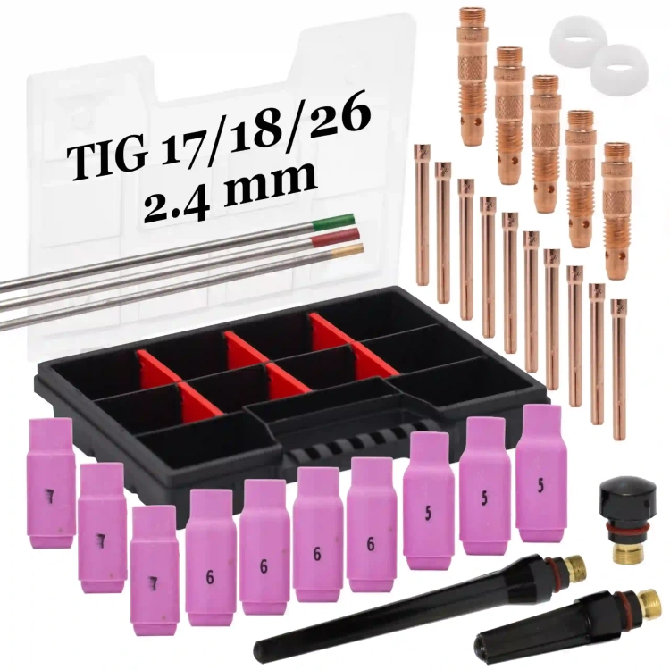 Zestaw TIG SR 17/18/26 z elektrodami 2.4 mm