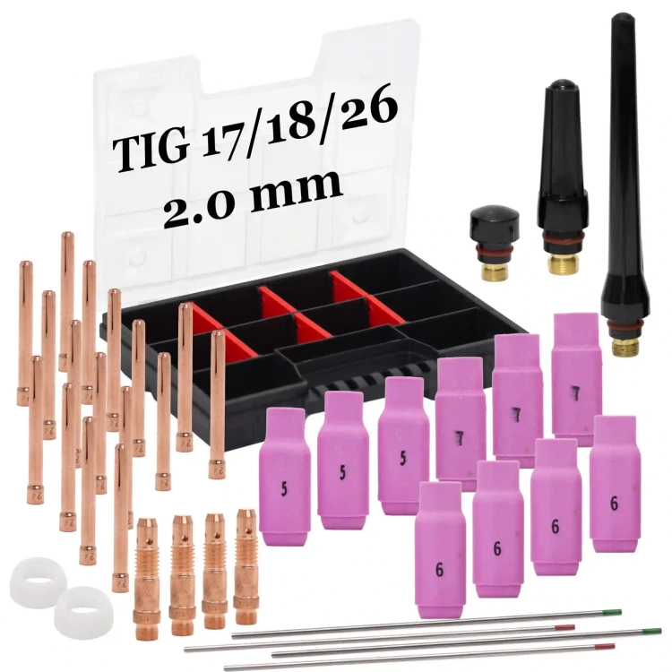 Duży zestaw TIG SR 17/18/26 z elektrodami 2.0 mm