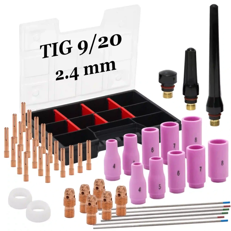 Duży zestaw TIG SR 9/20 z elektrodami 2.4 mm